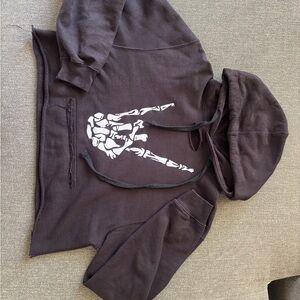 Black Hoodie with Skeleton Graphic
